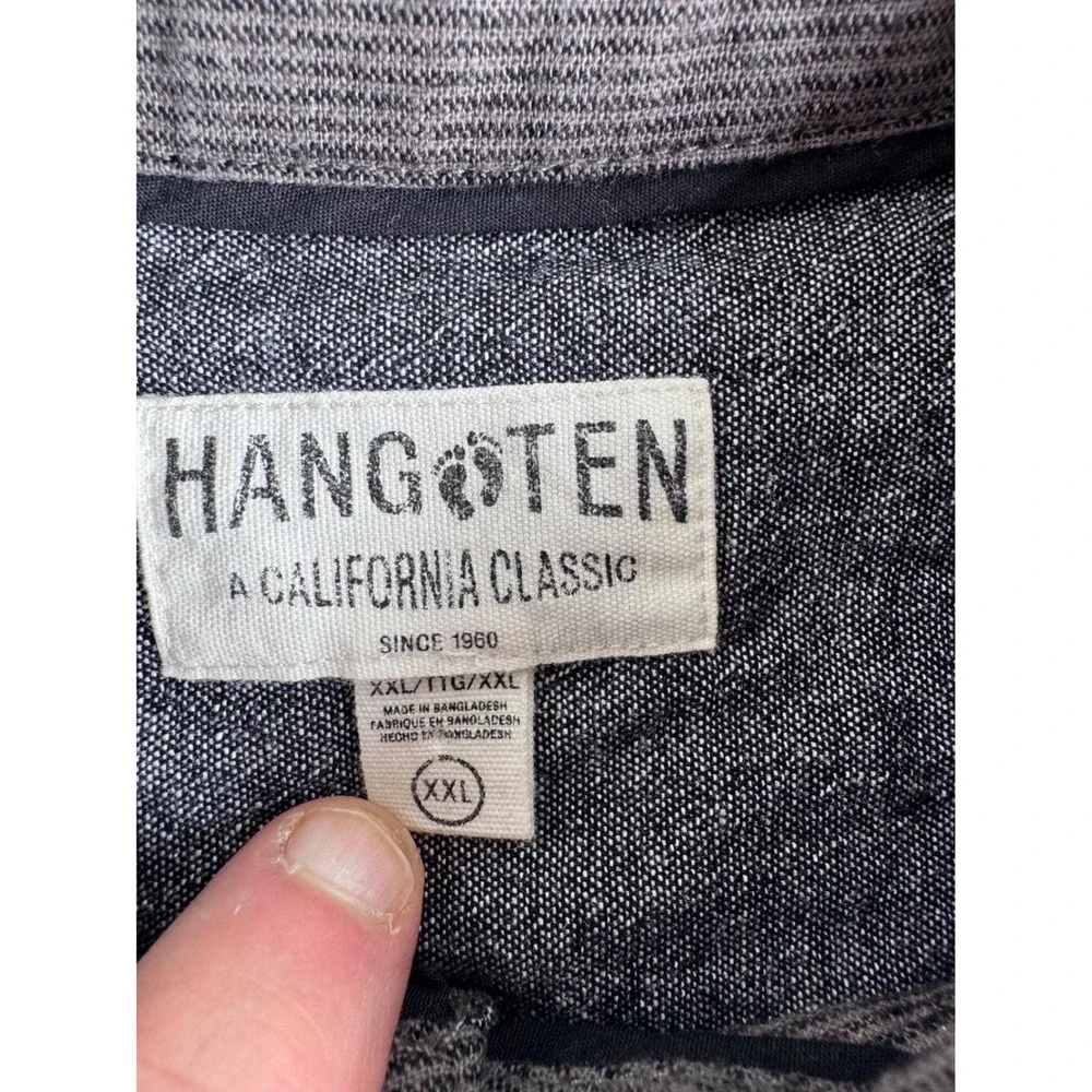 Hang Ten Mens‎ Linen Blend Shirt XXL Gray Button Up Dadcore Beach Casual